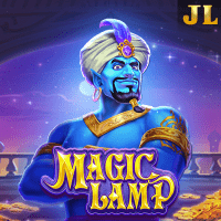 "Magic Lamp gameplay - Magical palace scene with genie appearances at Wild multiplier effects"