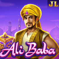 "Ali Baba gameplay - Ancient cave scene with treasure chest collections at Wild row effects"