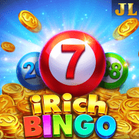 "iRich Bingo gameplay - Number board scene with golden ball effects at collection rewards"