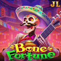 "Bone Fortune gameplay - Moonlit party scene with guitar Wild symbols at respin effects"