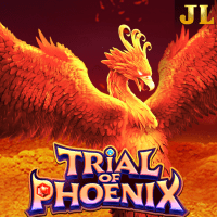 "Trial of Phoenix gameplay - Mystical phoenix scene with symbol retentions at board expansion effects"