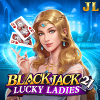 Blackjack Lucky Ladies gameplay - Casino table scene with Lucky Bet effects at triple hand options