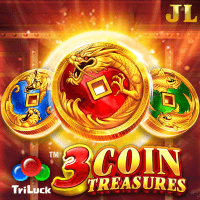 "3 Coin Treasures gameplay - Triple free game scene with scatter combinations at multiplier effects"