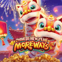 CHINESE NEW YEAR MOREWAYS gameplay - Lucky lion scene with multiplier ball effects at fortune cascades