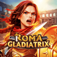 ROMA GLADIATRIX gameplay - Ancient colosseum scene with flame warrior effects at wheel rewards