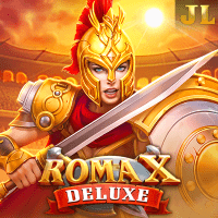 Roma X Deluxe gameplay - Ancient Roman theme with lion battle scenes at continuous combo effects